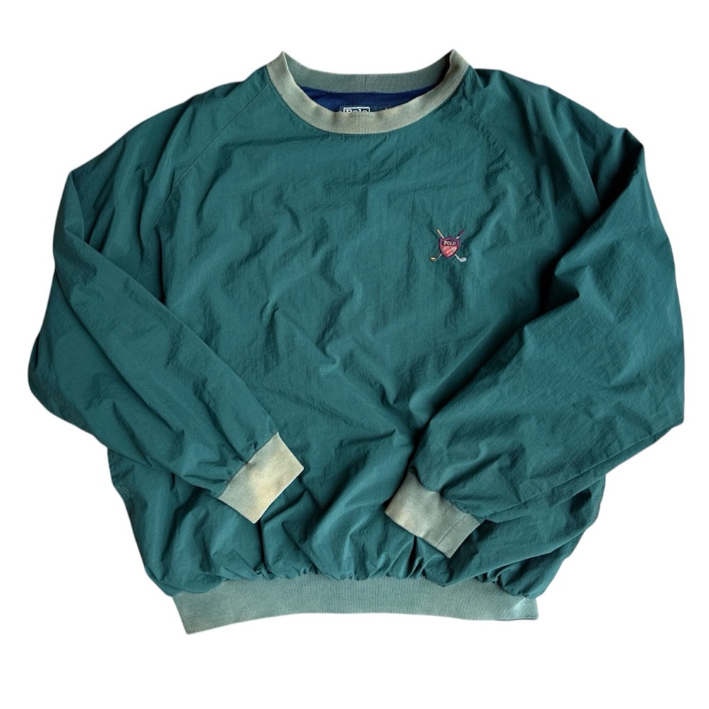 VTG POLO RALPH LAUREN Spell Out Golf Shield Pullover Jacket 90s Green Medium
